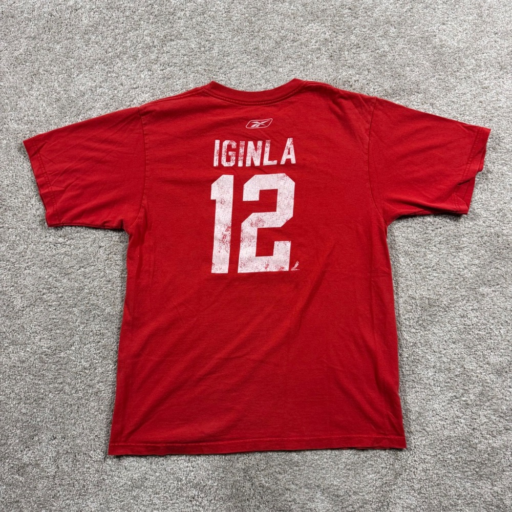 Reebok Calgary Flames Jarome Iginla 12 NHL Red Graphic T-Shirt Mens Medium